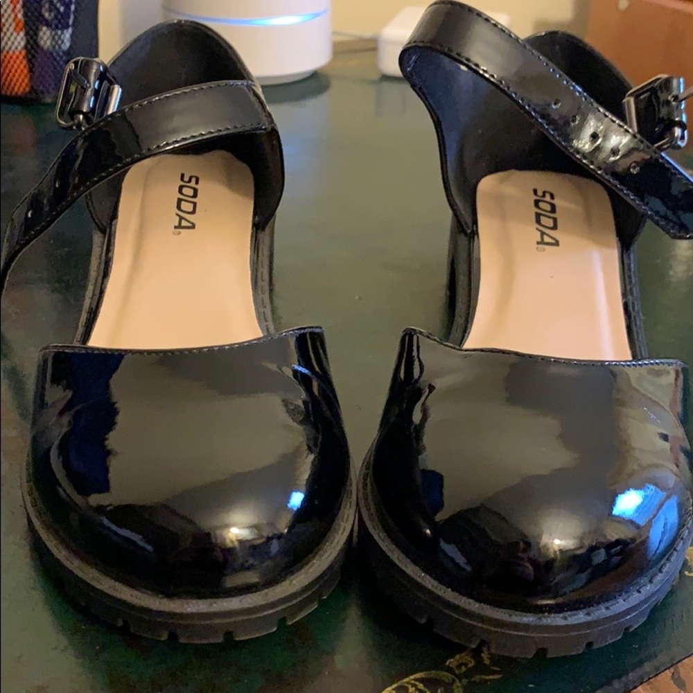 Soda Black Patent Mary Jane Shoes